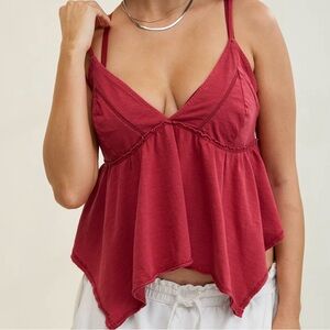 Red Sleeveless V-Neck Top